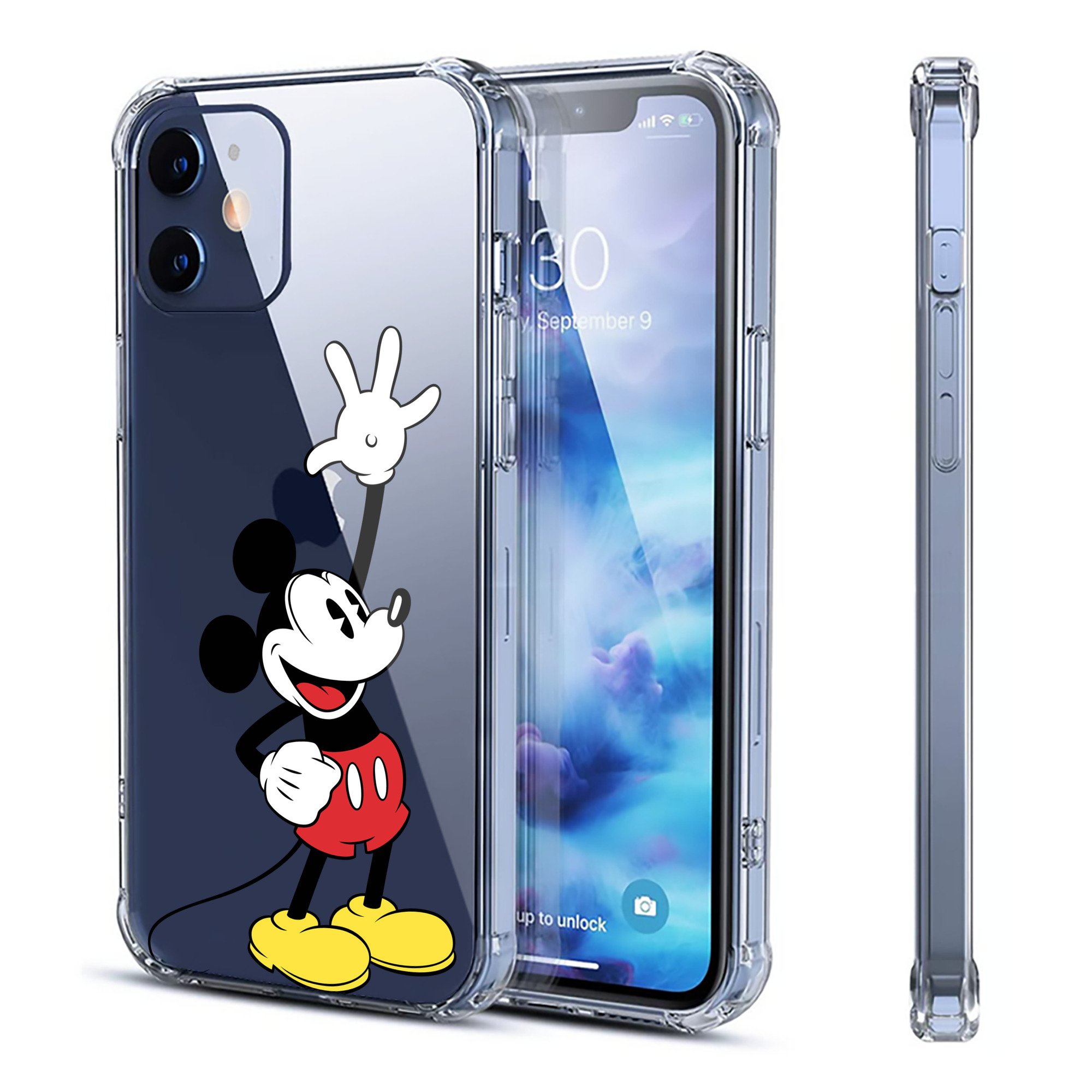 （画像用） ミッキーマウス Mickey Mouse 【iPhone 12シリーズ対応】透明スマホケース（クリアソフトケース）
